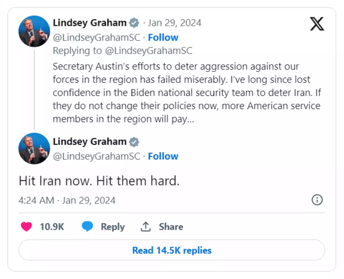 Tweet from Senator Lindsey Graham Tweet from Senator Lindsey Graham